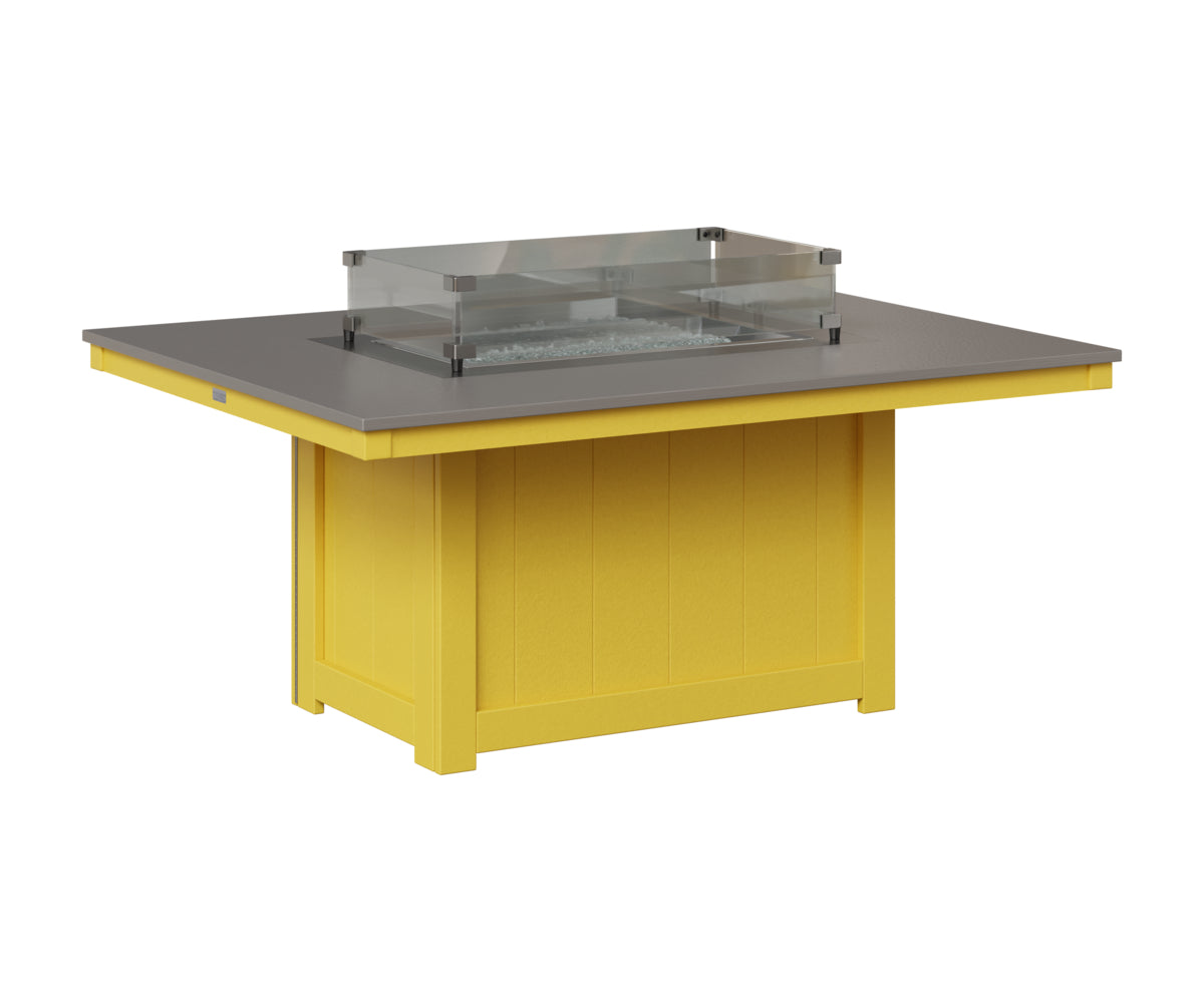 Berlin Gardens Donoma 42" x 54" Rectangular Fire Pit in Sunburst Yellow, Hammered Stainless top
