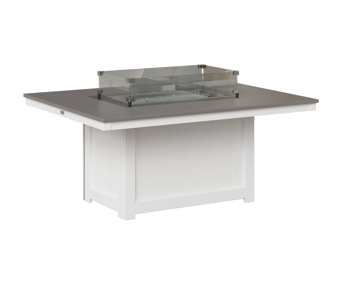 Berlin Gardens Donoma 42" x 54" Rectangular Fire Pit in White, Hammered Stainless top