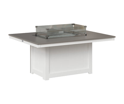 Berlin Gardens Donoma 42" x 54" Rectangular Fire Pit in White, Hammered Stainless top