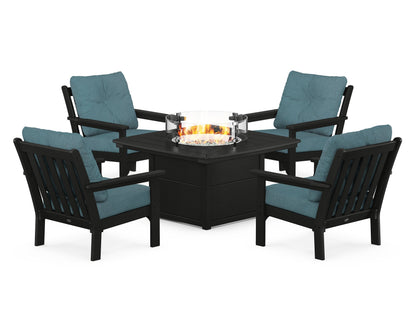 POLYWOOD Vineyard 5-Piece Conversation Set with Fire Pit Table