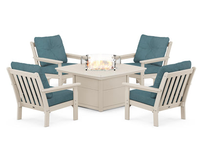 POLYWOOD Vineyard 5-Piece Conversation Set with Fire Pit Table