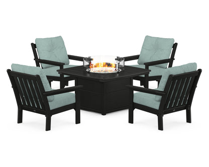 POLYWOOD Vineyard 5-Piece Conversation Set with Fire Pit Table