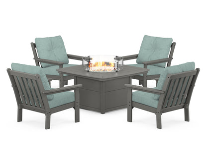 POLYWOOD Vineyard 5-Piece Conversation Set with Fire Pit Table