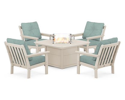 POLYWOOD Vineyard 5-Piece Conversation Set with Fire Pit Table