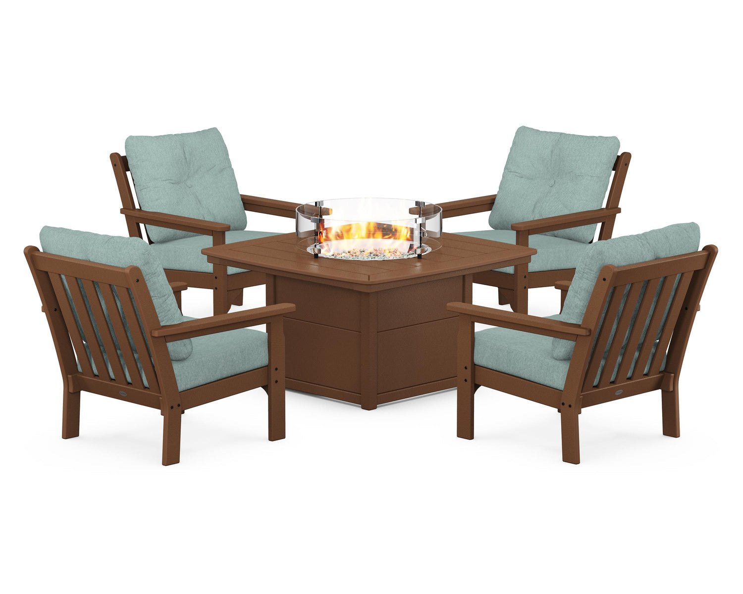 POLYWOOD Vineyard 5-Piece Conversation Set with Fire Pit Table
