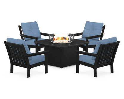 POLYWOOD Vineyard 5-Piece Conversation Set with Fire Pit Table