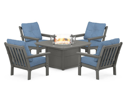 POLYWOOD Vineyard 5-Piece Conversation Set with Fire Pit Table