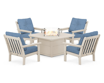 POLYWOOD Vineyard 5-Piece Conversation Set with Fire Pit Table