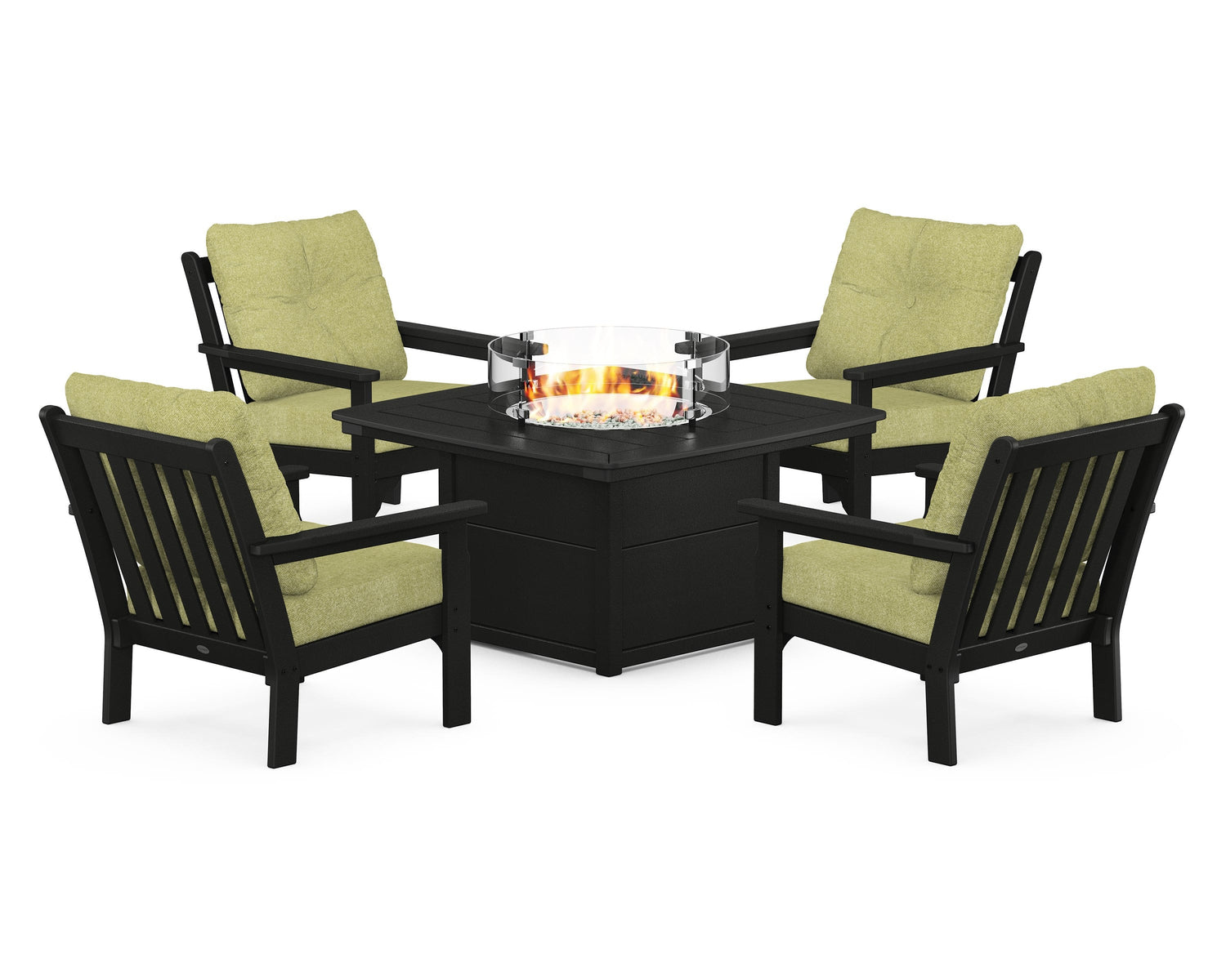 POLYWOOD Vineyard 5-Piece Conversation Set with Fire Pit Table