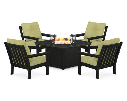POLYWOOD Vineyard 5-Piece Conversation Set with Fire Pit Table