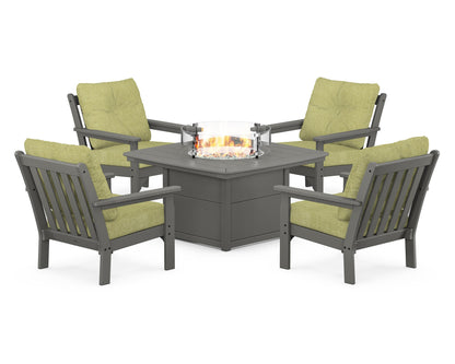 POLYWOOD Vineyard 5-Piece Conversation Set with Fire Pit Table