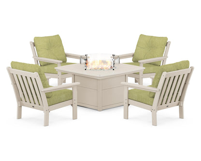 POLYWOOD Vineyard 5-Piece Conversation Set with Fire Pit Table