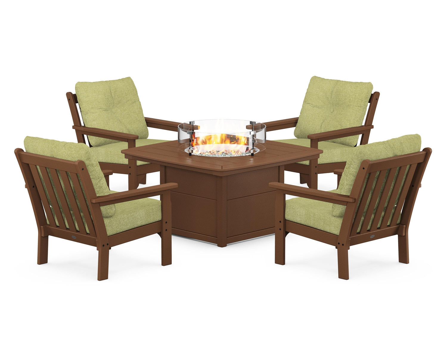 POLYWOOD Vineyard 5-Piece Conversation Set with Fire Pit Table