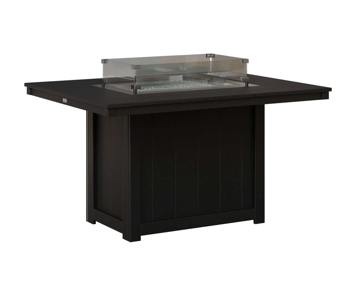 Berlin Gardens Donoma 42" x 54" Rectangular Fire Table Dining in Black