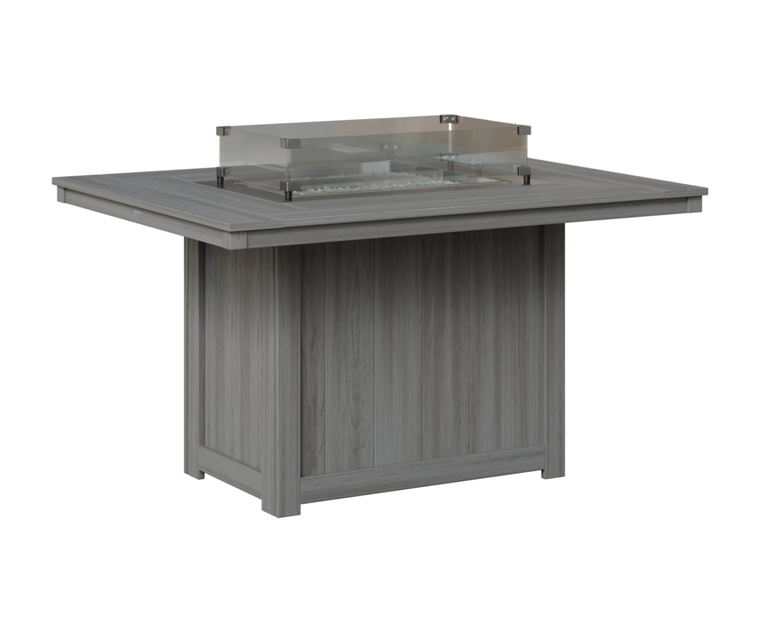 Berlin Gardens Donoma 42" x 54" Rectangular Fire Table Dining in Driftwood Gray
