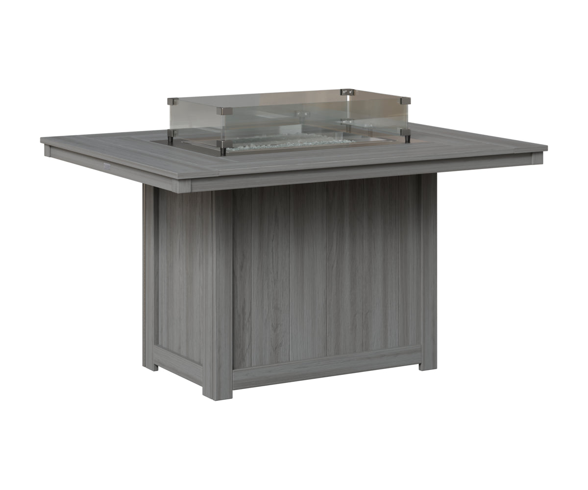 Berlin Gardens Donoma 42" x 54" Rectangular Fire Table Dining in Driftwood Gray