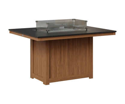 Berlin Gardens Donoma 42" x 54" Rectangular Fire Table Dining in Antique Mahogany, Hammered Black top