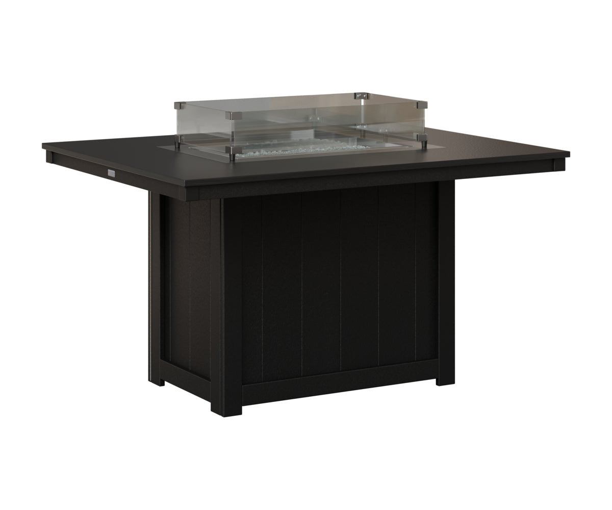 Berlin Gardens Donoma 42" x 54" Rectangular Fire Table Dining in Black, Hammered Black top