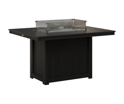 Berlin Gardens Donoma 42" x 54" Rectangular Fire Table Dining in Black, Hammered Black top