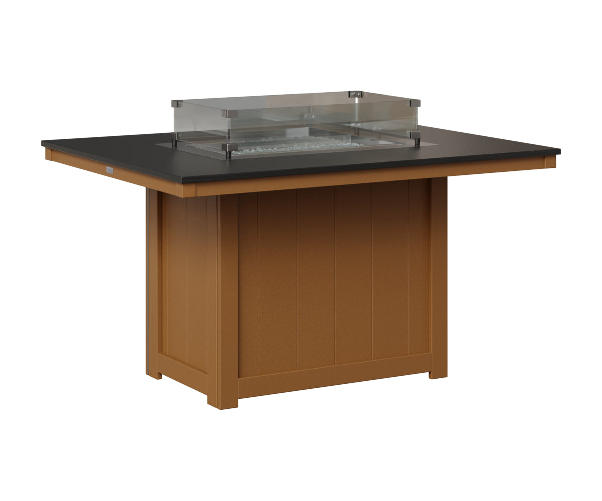 Berlin Gardens Donoma 42" x 54" Rectangular Fire Table Dining in Cedar, Hammered Black top