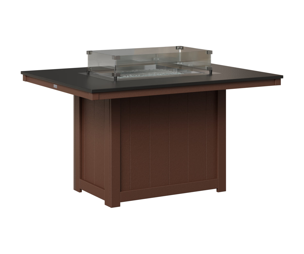 Berlin Gardens Donoma 42" x 54" Rectangular Fire Table Dining in Chocolate Brown, Hammered Black top