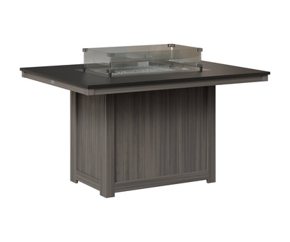 Berlin Gardens Donoma 42" x 54" Rectangular Fire Table Dining in Coastal Gray, Hammered Black top