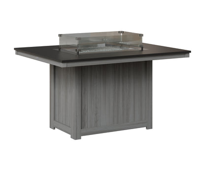 Berlin Gardens Donoma 42" x 54" Rectangular Fire Table Dining in Driftwood Gray, Hammered Black top