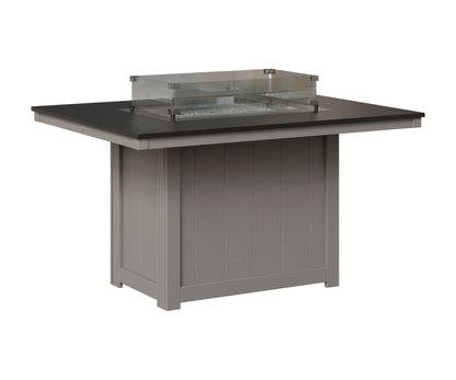 Berlin Gardens Donoma 42" x 54" Rectangular Fire Table Dining in Light Gray, Hammered Black top