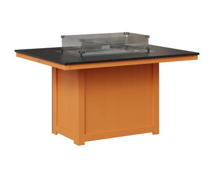 Berlin Gardens Donoma 42" x 54" Rectangular Fire Table Dining in Mango Orange, Hammered Black top