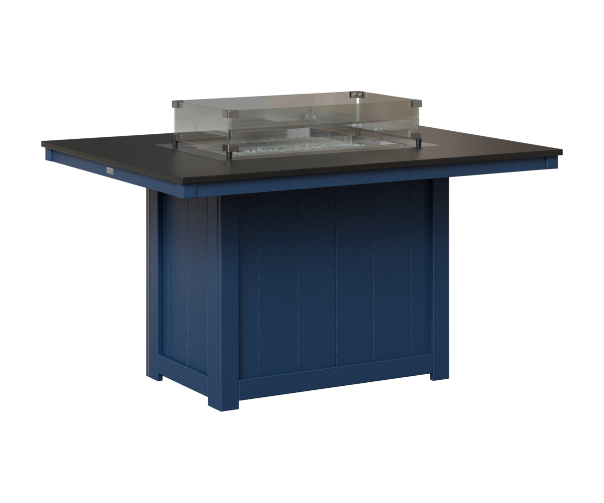 Berlin Gardens Donoma 42" x 54" Rectangular Fire Table Dining in Navy Blue, Hammered Black top
