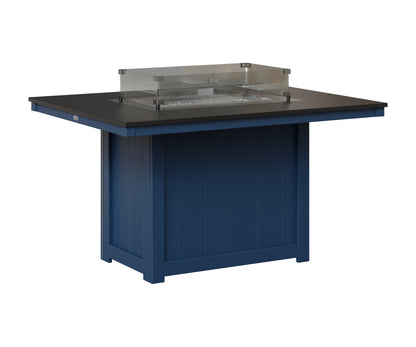 Berlin Gardens Donoma 42" x 54" Rectangular Fire Table Dining in Navy Blue, Hammered Black top