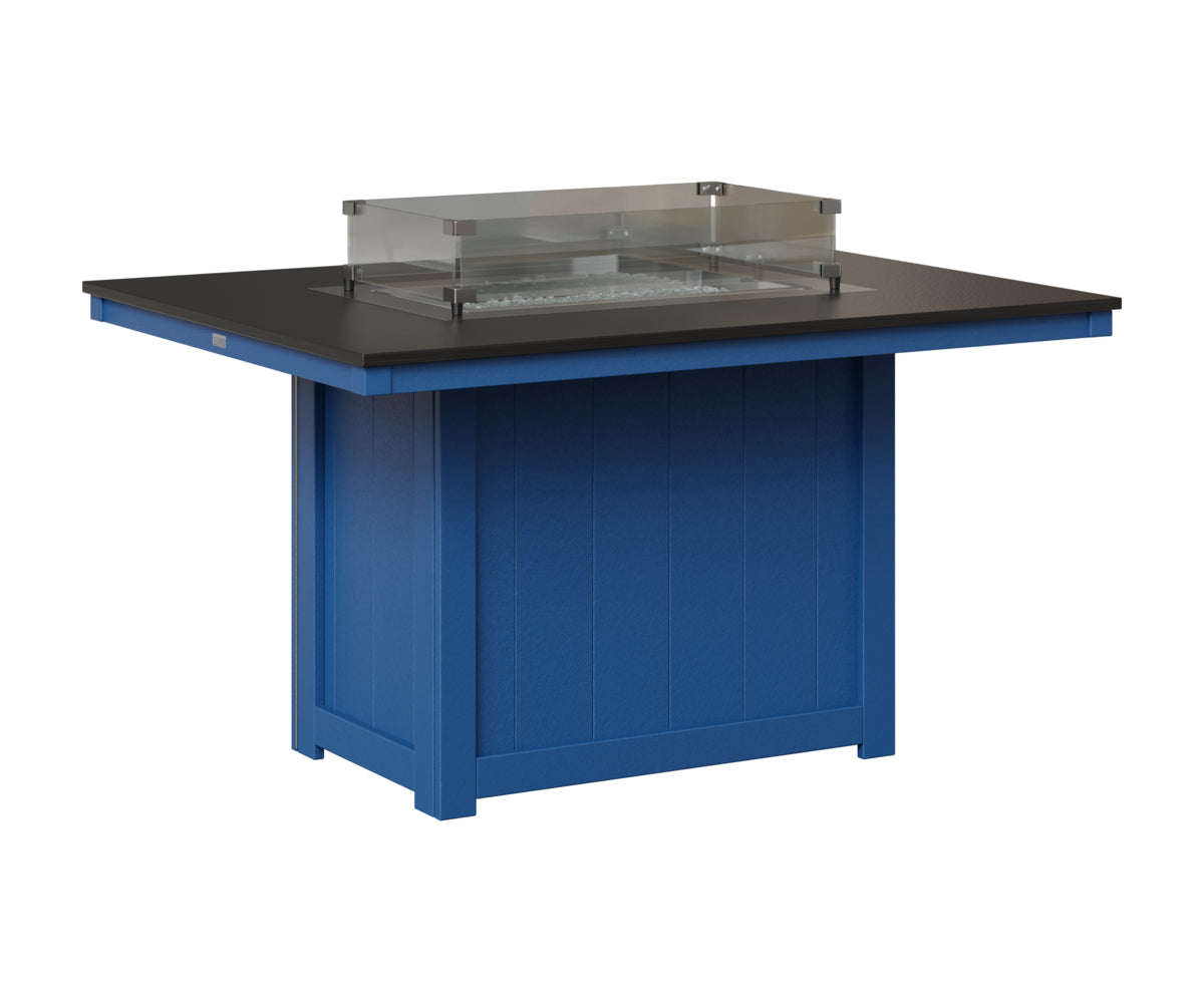 Berlin Gardens Donoma 42" x 54" Rectangular Fire Table Dining in Pacific Blue, Hammered Black top