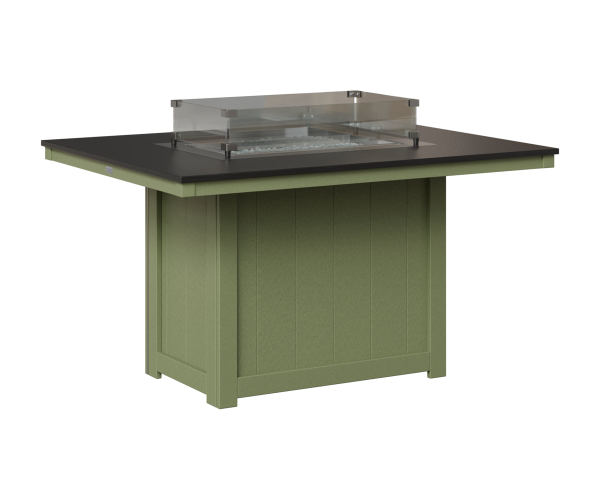 Berlin Gardens Donoma 42" x 54" Rectangular Fire Table Dining in Sage, Hammered Black top