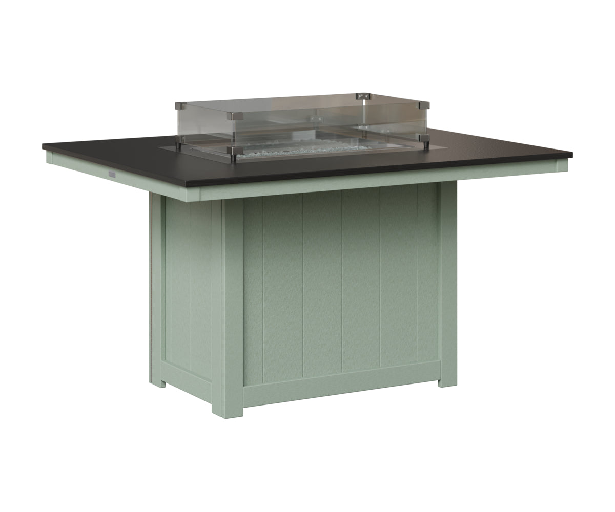 Berlin Gardens Donoma 42" x 54" Rectangular Fire Table Dining in Sea Foam, Hammered Black top
