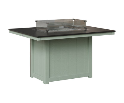 Berlin Gardens Donoma 42" x 54" Rectangular Fire Table Dining in Sea Foam, Hammered Black top