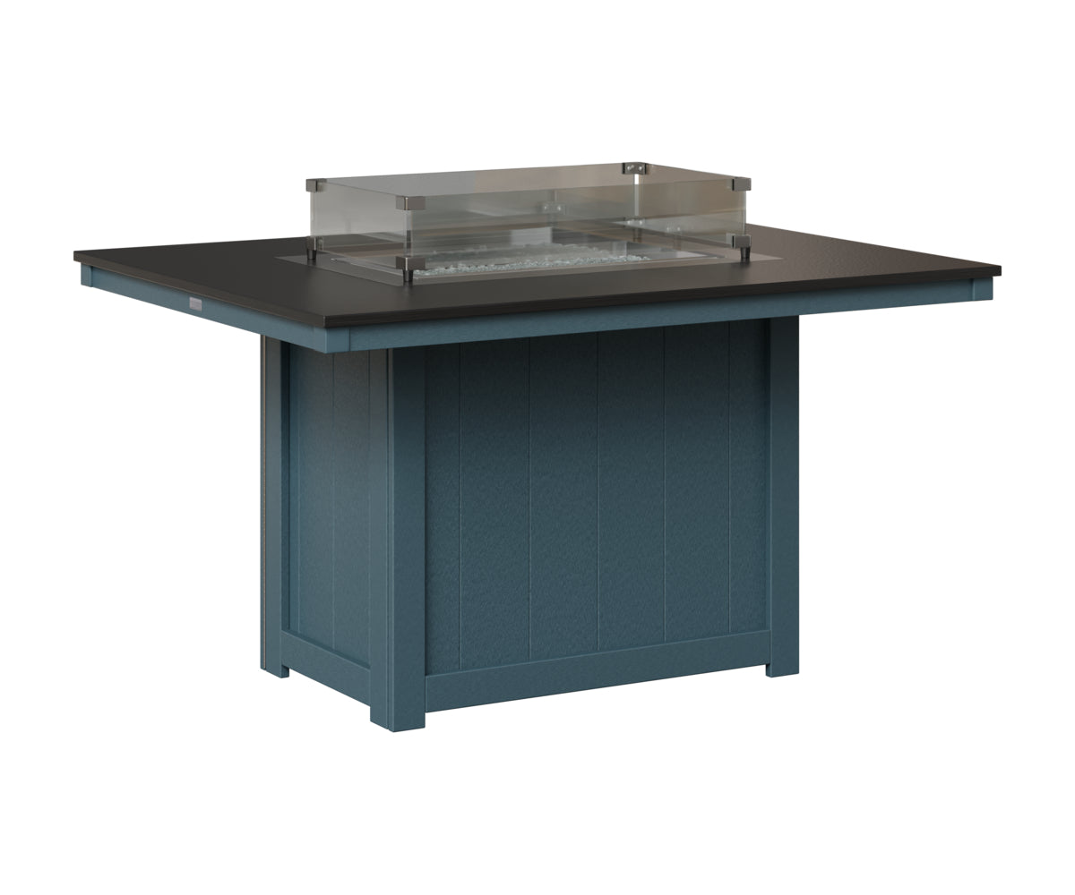 Berlin Gardens Donoma 42" x 54" Rectangular Fire Table Dining in Slate, Hammered Black top