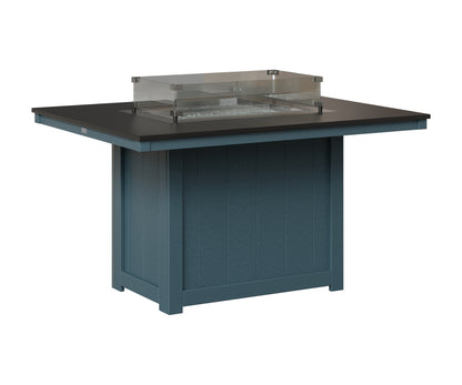 Berlin Gardens Donoma 42" x 54" Rectangular Fire Table Dining in Slate, Hammered Black top