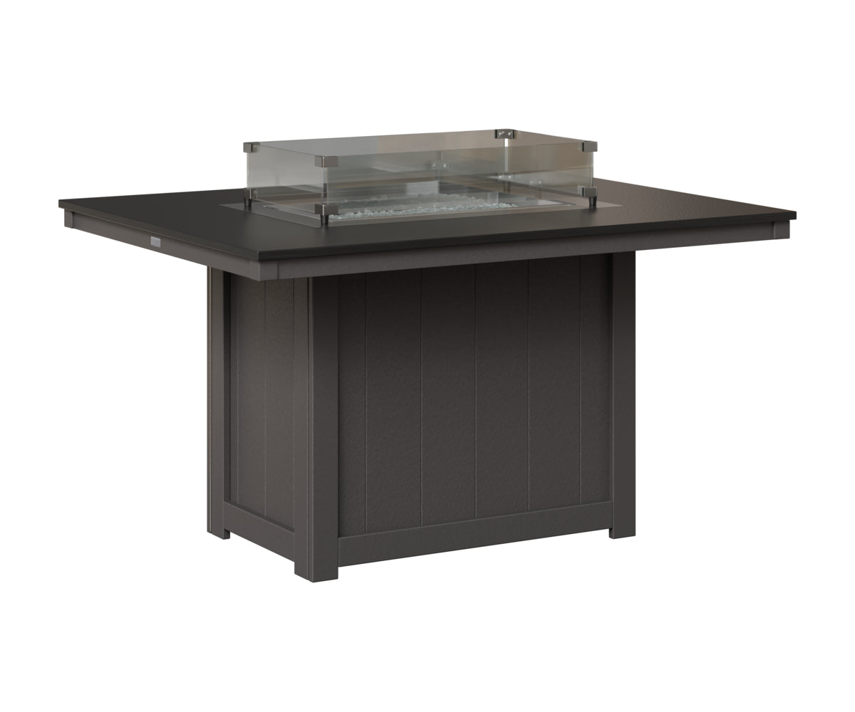 Berlin Gardens Donoma 42" x 54" Rectangular Fire Table Dining in Smoke Gray, Hammered Black top