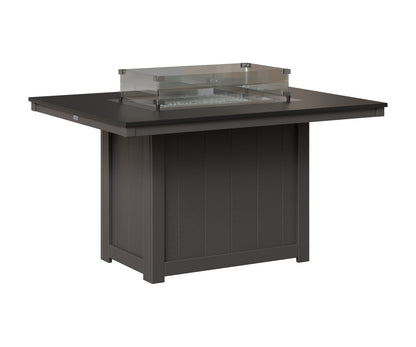 Berlin Gardens Donoma 42" x 54" Rectangular Fire Table Dining in Smoke Gray, Hammered Black top