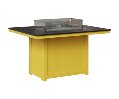 Berlin Gardens Donoma 42" x 54" Rectangular Fire Table Dining in Sunburst Yellow, Hammered Black top