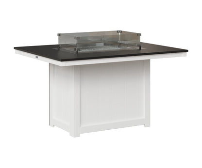 Berlin Gardens Donoma 42" x 54" Rectangular Fire Table Dining in White, Hammered Black top