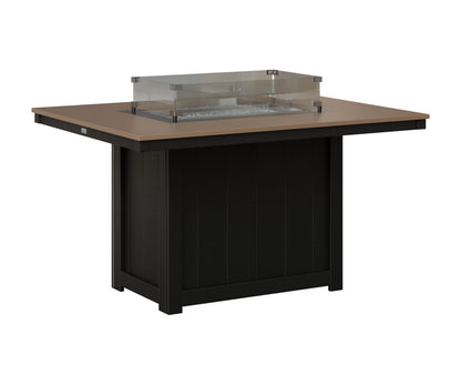 Berlin Gardens Donoma 42" x 54" Rectangular Fire Table Dining in Black, Hammered Bronze top