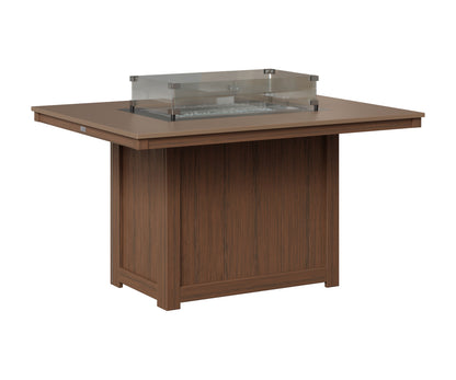 Berlin Gardens Donoma 42" x 54" Rectangular Fire Table Dining in Brazilian Walnut, Hammered Bronze top