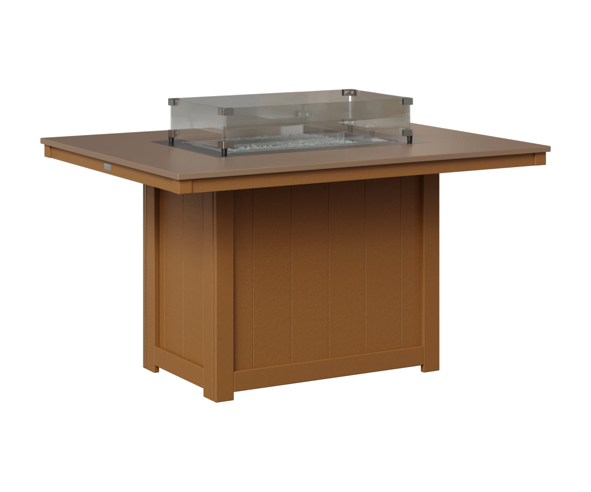 Berlin Gardens Donoma 42" x 54" Rectangular Fire Table Dining in Cedar, Hammered Bronze top