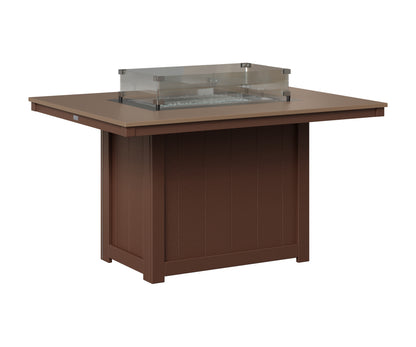 Berlin Gardens Donoma 42" x 54" Rectangular Fire Table Dining in Chocolate Brown, Hammered Bronze top