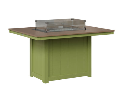 Berlin Gardens Donoma 42" x 54" Rectangular Fire Table Dining in Kiwi Green, Hammered Bronze top
