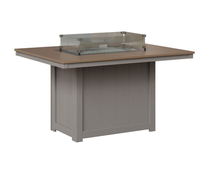 Berlin Gardens Donoma 42" x 54" Rectangular Fire Table Dining in Light Gray, Hammered Bronze top