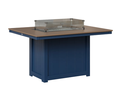 Berlin Gardens Donoma 42" x 54" Rectangular Fire Table Dining in Navy Blue, Hammered Bronze top