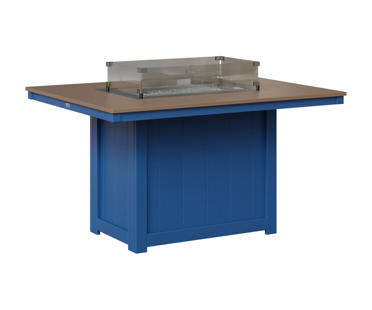 Berlin Gardens Donoma 42" x 54" Rectangular Fire Table Dining in Pacific Blue, Hammered Bronze top