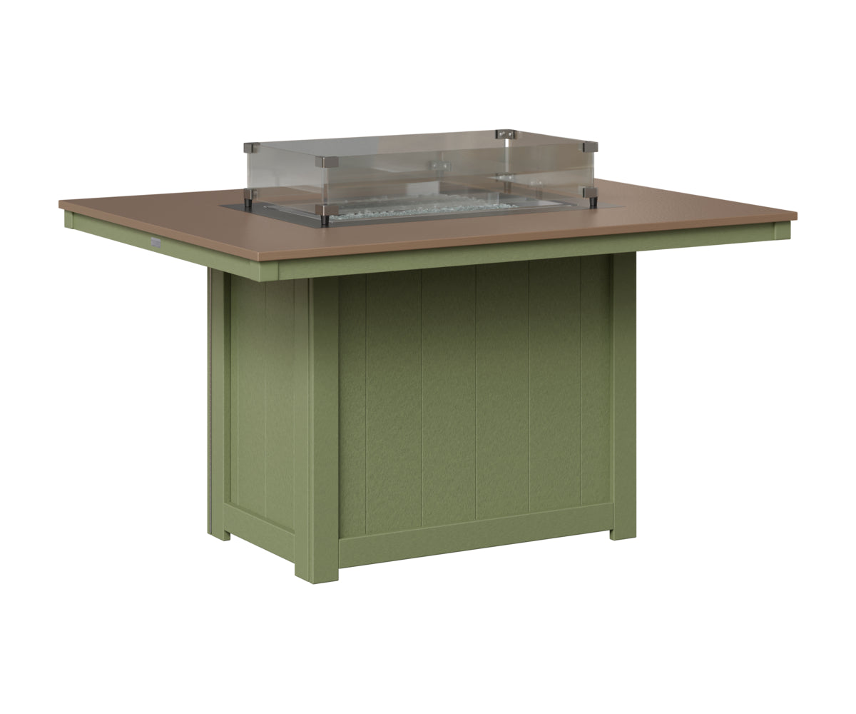 Berlin Gardens Donoma 42" x 54" Rectangular Fire Table Dining in Sage, Hammered Bronze top